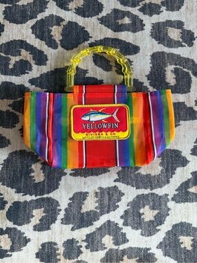 Yellowfin Rainbow Striped Mini Tote with Yellow Handle